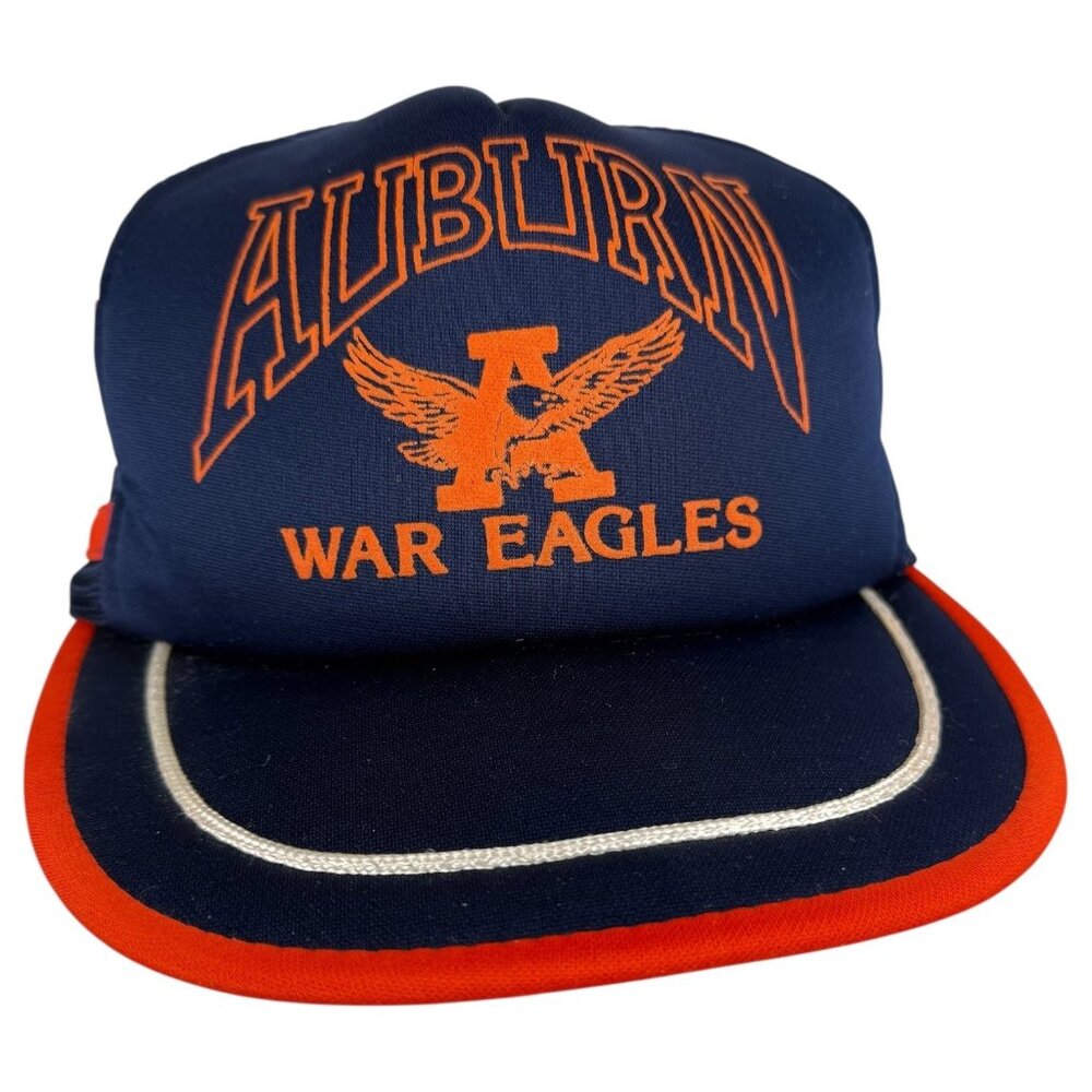 Vintage Auburn Tigers War Eagles Snapback Hat Cap Navy Mesh Trucker 3 Stripes - Picture 3 of 10